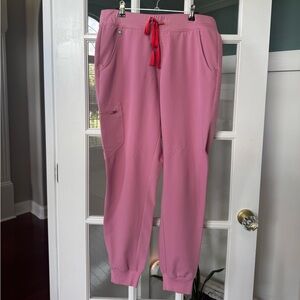 Pink Jogger Pants with Red Drawstring